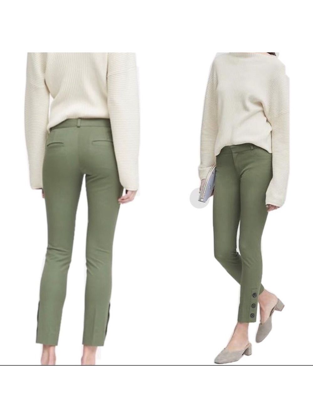 Banana Republic green Sloan button ankle pants Sz 8